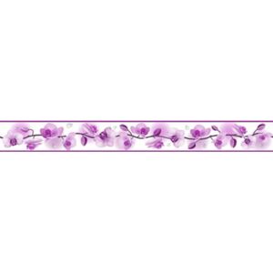 Samolepící bordura D58-030-4, rozměr 5 m x 5,8 cm, květy orchidejí fialové, IMPOL TRADE