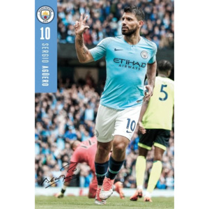 Plakát, Obraz - Manchester City - Aguero 18-19, (61 x 91,5 cm)
