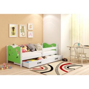 Dětská postel MIKOLAJ colorr + matrace + rošt ZDARMA, 160x80, bílá/zelená