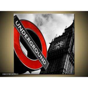 Obraz cedule londýnského metra vedle Big Ben (F002378F3030GD)