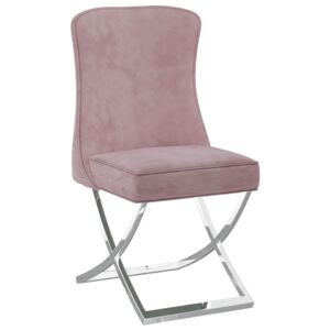 Jídelní židle růžová 53 x 52 x 98 cm samet