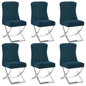 Jídelní židle 6 ks modré 53 x 52 x 98 cm samet