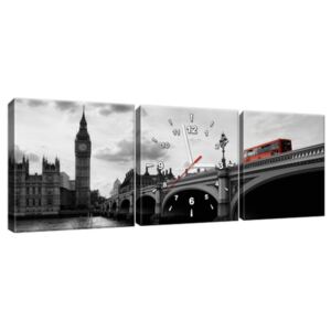 Obraz s hodinami Londýnským autobusem k věži Big Ben 90x30cm ZP1014A_3A