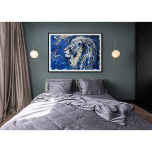 Ručně malovaný obraz Martin Fabián Rusek - Modrý lev, akryl na sololitu
