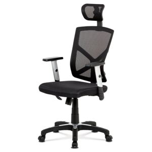 Kancelářská židle na kolečkách BOLSTER – černá, s podhlavníkem a područkami, nosnost 110 kg