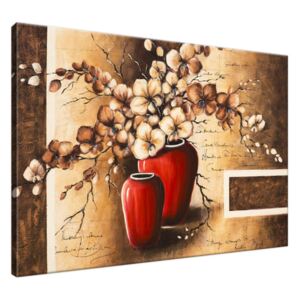 Ručně malovaný obraz Orchideje v červené váze 100x70cm RM3896A_1Z