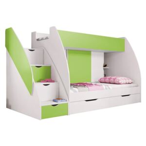 Patrová postel MARCINEK včetně úložného prostoru (Zelená)