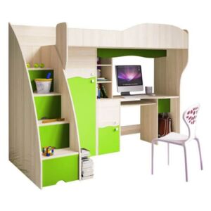 Multifunkční postel BAJKA včetně psacího stolu (Zelená)