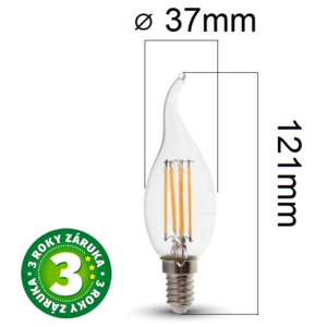 Prémiová retro LED žárovka E14 SAMSUNG čipy 4W 400lm teplá, filament
