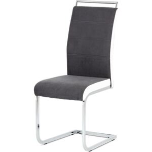 Autronic Pohupovací jídelní židle DCL-966 GREY2, šedá látka, bílá ekokůže/chrom
