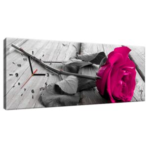 Obraz s hodinami Růžová růže 100x40cm ZP1141A_1I