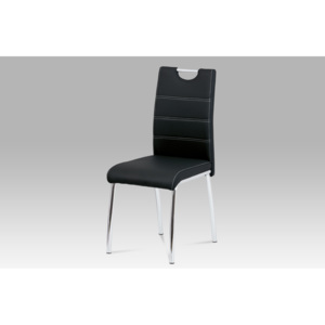 Jídelní židle chrom a potah černá ekokůže DCL-401 BK