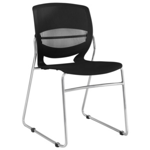 Moderně tvarovaná jídelní židle v černé barvě s kovovou konstrukcí TK218