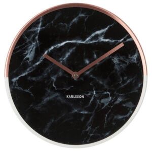 Nástěnné hodiny Marble mramor 30 cm Karlsson * (Barva - černa / měděná a bílá)