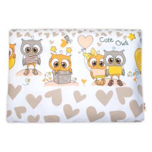 Baby Nellys Povlak na polštářek Cute Owls, 40x60 cm - béžový
