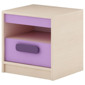 Dětský dřevěný kontejner v dekoru dub kremona a lavenda ve fialové barvě typ G11 KN083