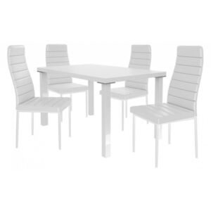 Moderní jídelní stůl se židlemi 4 + 1 SISA 01 Bílá - Bílá