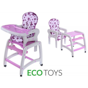ECOTOYS Dětská jídelní židle 2 v 1 se stolečkem Eco Toys fialová