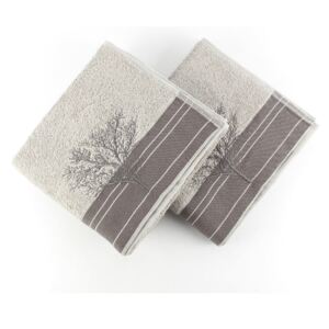 Sada 2 šedých bavlněných ručníků Infinity, 50 x 90 cm