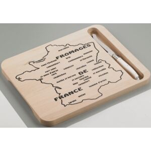 Set dřevěného prkénka s motivem mapy Francie a nože na sýry Jean Dubost