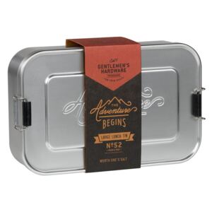 Větší hliníkový svačinový box ve stříbrné barvě Gentlemen's Hardware Metal Lunch, 23 x 15 x 6,5 cm