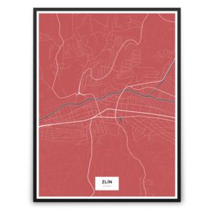 Obraz mapa Zlín – silnice – mnoho variant i materiálů
