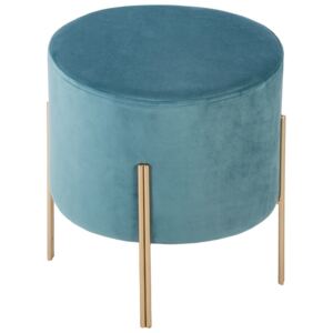 Stolička čalouněná modrým sametem je nevšední součást vybavení obývacího pokoje