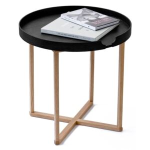 Černý odkládací stolek z dubového dřeva s odnímatelnou deskou Wireworks Damieh, 45x45 cm