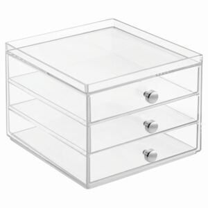 Transparentní organizér se 3 zásuvkami iDesign Wers, výška 13 cm