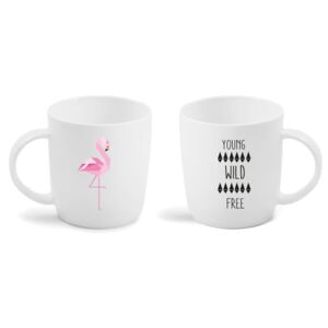 Hrnek z kostního porcelánu Vialli Design Wild Flamingo, 370 ml
