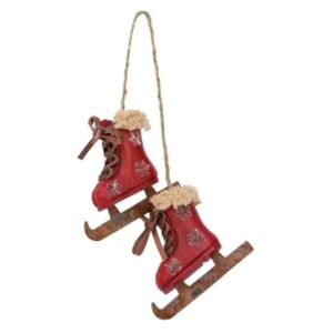 Závěsná dekorace Antic Line Skiing Boots Red