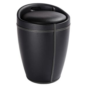 Černý koš na prádlo a taburetka v jednom Wenko Linen Look, 20 l