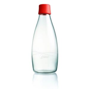 Červená skleněná lahev ReTap s doživotní zárukou, 800 ml