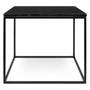 Černý mramorový konferenční stolek s černými nohami TemaHome Gleam, 50 x 50 cm