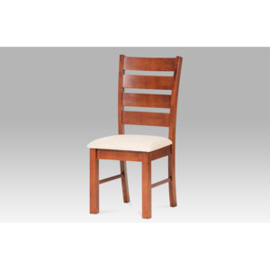 Jídelní židle dřevěná dekor třešeň a potah krémová látka WDC-181 TR