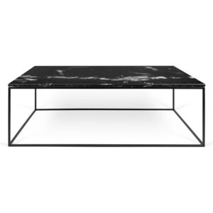 Černý mramorový konferenční stolek s černými nohami TemaHome Gleam, 75 x 120 cm