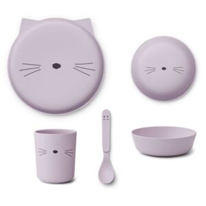 Dětská jídelní sada Brody Cat Light Lavender - Set 4 ks