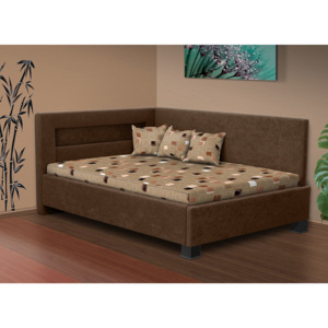 Nabytekmorava Čalouněná postel s úložným prostorem Mia Robin 120 matrace: matrace 15 cm, Barva postele: hnědá, Úložný prostor: s úložným prostorem
