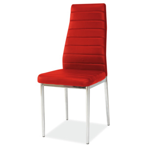 Jídelní židle na kovové konstrukci v červené ekokůži KN165