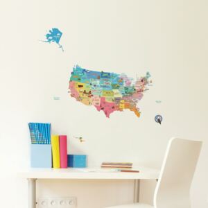 Velká samolepící mapa USA Ambiance, 50 x 70 cm
