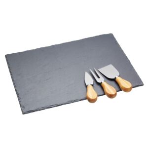 Sada nožů na sýr a břidlicového prkénka Kitchen Craft, 35x25 cm