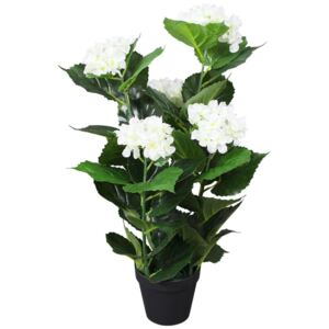 Umělá rostlina hortenzie s květináčem 60 cm bílá