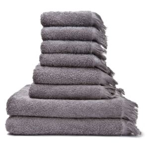 Set 6 šedých bavlněných ručníků a 2 osušek Casa Di Bassi Bath