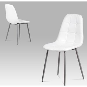Artium Jídelní židle, bílá ekokůže, kov antracit - CT-393 WT