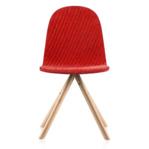 Červená židle s přírodními nohami Iker Mannequin Stripe