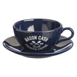 Tmavě modrý šálek s podšálkem Mason Cash Varsity Cappuccino