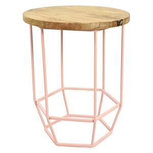 Růžový stolek se snímatelnou deskou z mangového dřeva HF Living Hexa Blush mini