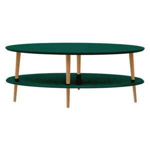 Ragaba Oválný konferenční stolek Otorten Low, 110x70x45 cm, lahvově zelená/přírodní