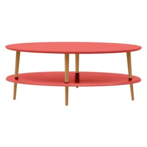 Ragaba Oválný konferenční stolek Otorten Low, 110x70x45 cm, korálová/přírodní