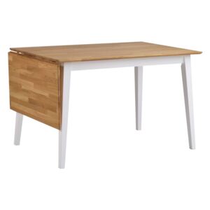 Přírodní sklápěcí dubový jídelní stůl s bílými nohami Folke Mimi, délka 120-165 cm